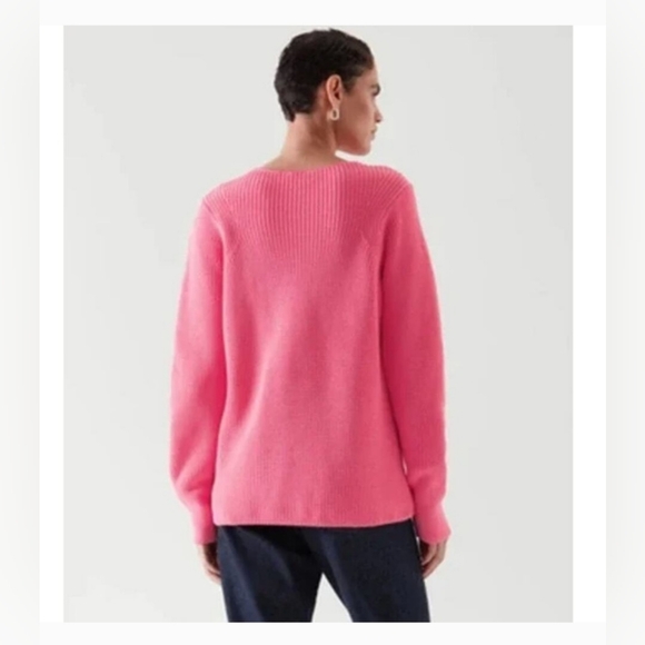 COS Criss Cross Cut Out Jumper Sweater Fisherman 100% Cotton Chunky Knit Medium - Picture 3 of 10